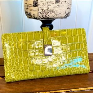Vibrant Colored Alligator Patent Tri-Fold Wallet